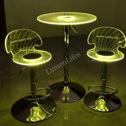 App-Controlled RGB Acrylic Table & Chairs Set for Upscale Hotel Bar